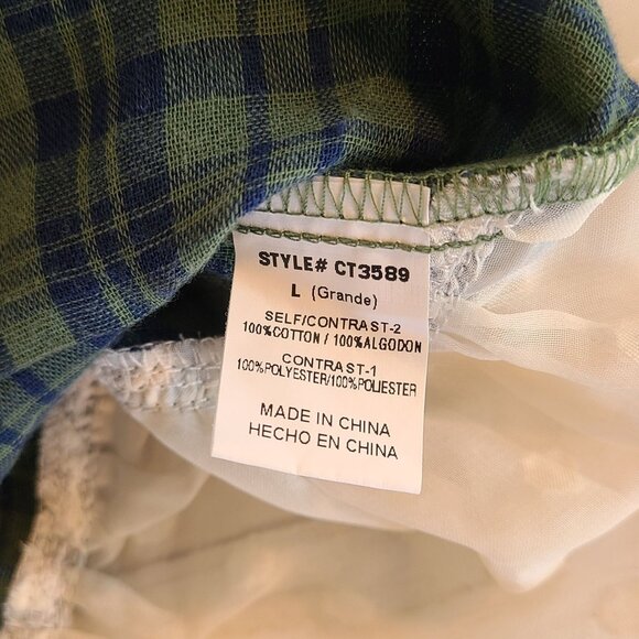 Boutique Plaid Flannel Shirt Lace Panel Shirt L NEW Cozy Feminine Long Sleeve - Picture 7 of 9